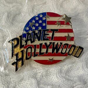 VINTAGE, PLANET HOLLYWOOD USA PLANET EARTH FLAG LAPEL PIN AMERICA FOURTH OF JULY